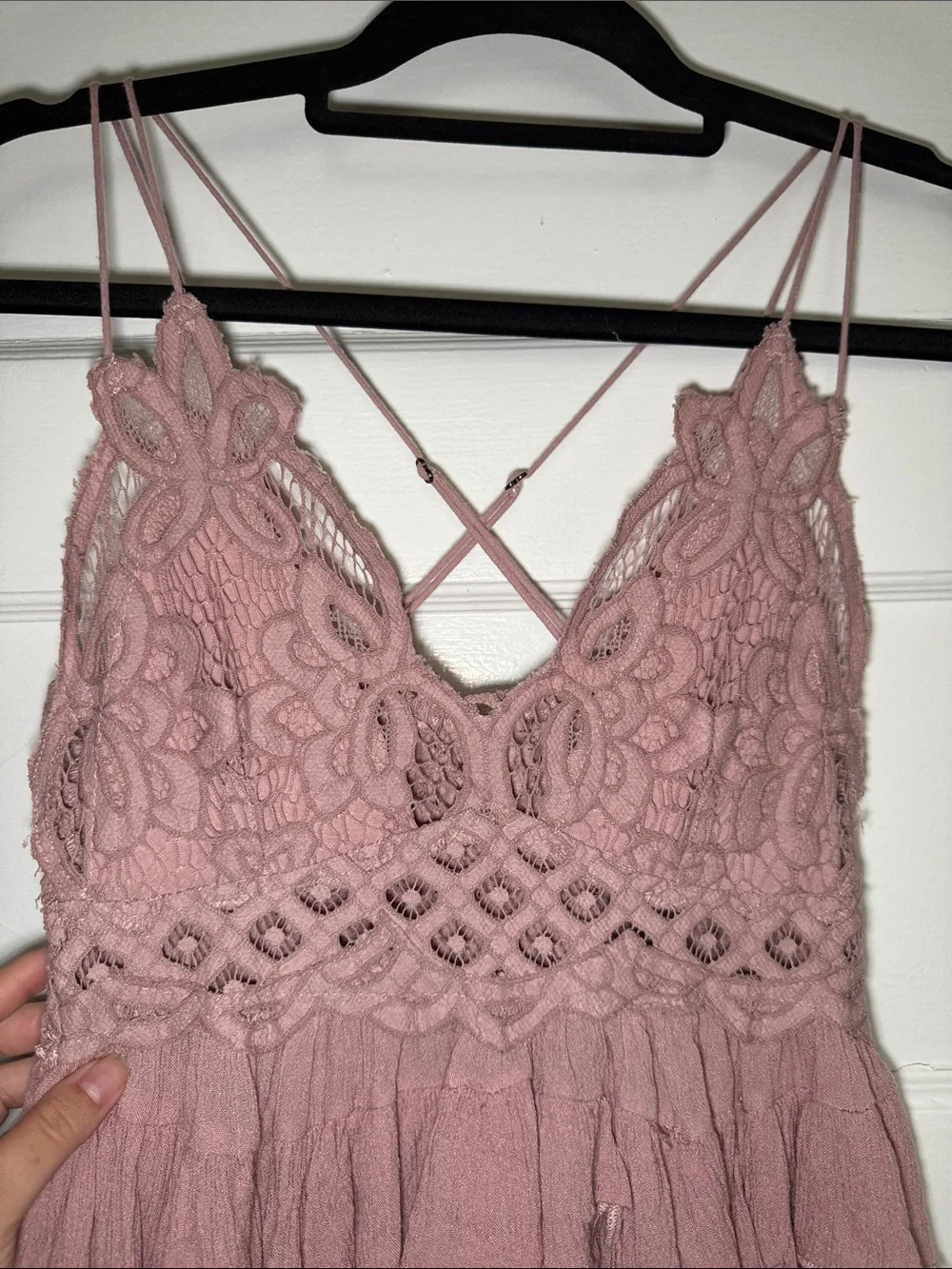 Free People Dusty Mauve Crochet Lace Cropped Tank - Picture 4 of 10
